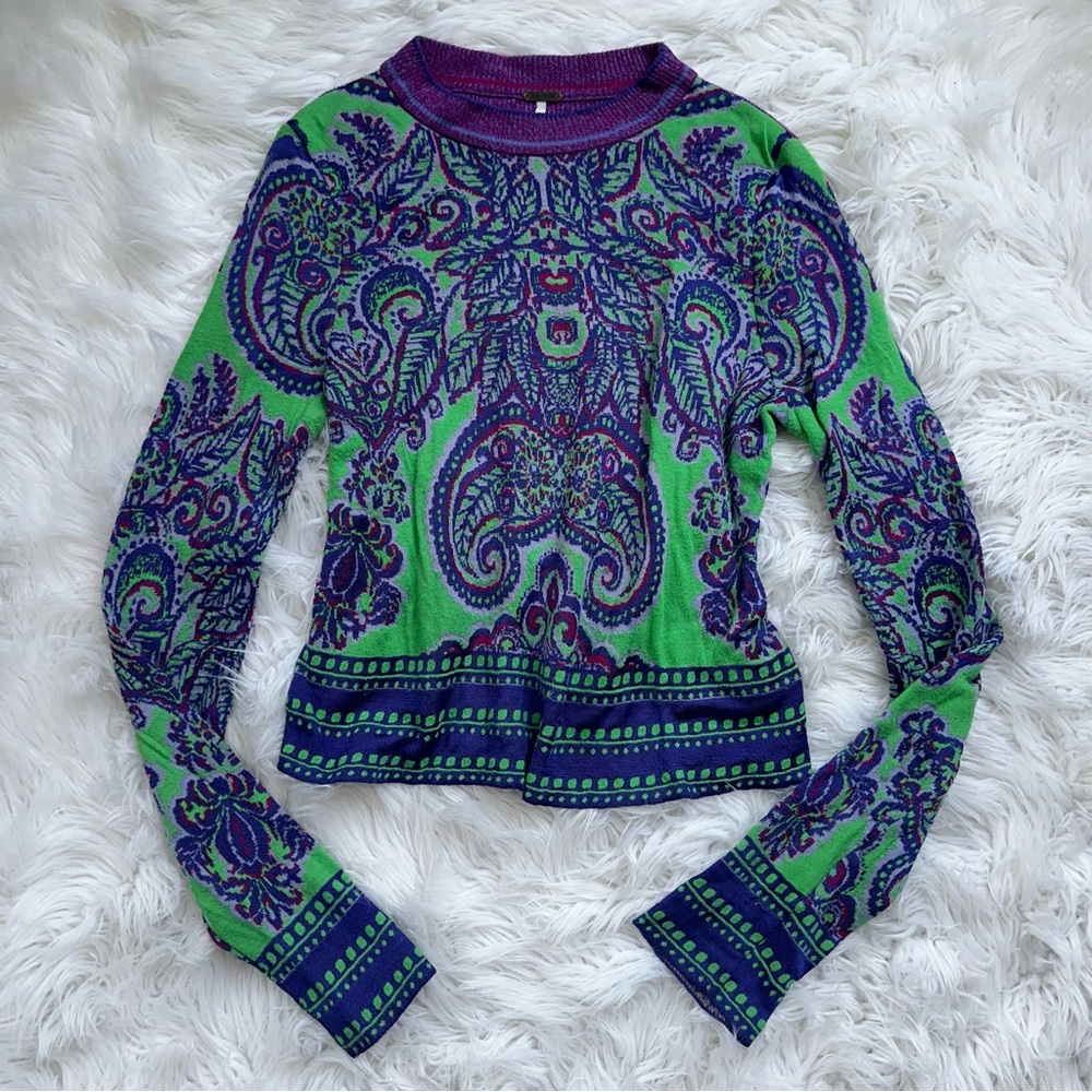 Free People • New Age Cropped Nylon Paisley Sweater - Picture 9 of 10